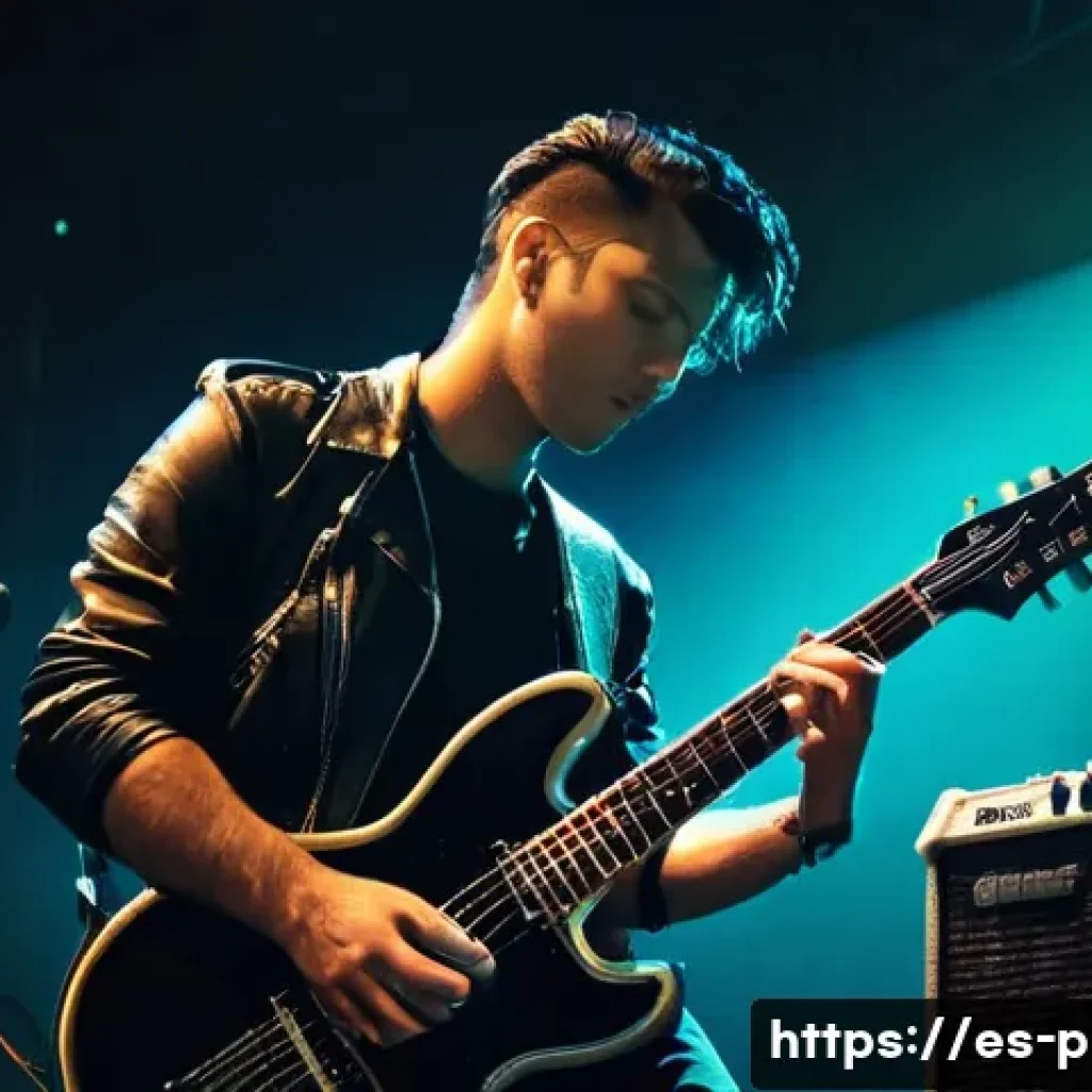 연주가가 꼭 알아야 할 음악 장비 - **Prompt:** A dynamic shot of a guitarist on a dimly lit stage, engulfed in the glow of stage lights...
